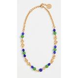 Gold Necklace With Blue And Green Beads - Metallic - Ben-Amun Necklaces