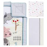 Trend Lab Farm Stack 4 Piece Crib Bedding Set Cotton Blend in Gray/Green/Pink | Wayfair 103027