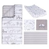 Indigo Safari McMillan Congo Line 5 Piece Crib Bedding Set Polyester in Gray/White, Size 35.0 W in | Wayfair F61E5D6D7F924461A993480EC7130873