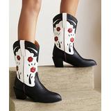 BUTITI Women's Western Boots Black - Black & White Floral Cowboy Boot - Women