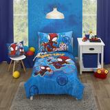 Disney: Marvel Spidey & His Amazing Friends 4 Piece Toddler Bedding Set Polyester in Blue/White | Wayfair 4751416P