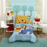 Disney Winnie the Pooh Funny Friends Tigger Eeyore & Piglet 4 Piece Toddler Bedding Set Polyester in Blue/Brown/Gray | Wayfair 8212416P