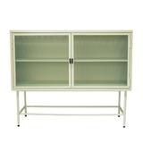 17 Stories Fluted Glass Sideboard Storage Cabinet Console Table Enclosed Dust-Free Storage Bottom in White, Size 35.6 H x 15.9 W x 43.4 D in Wayfair