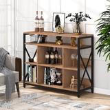 Gracie Oaks 43 Inches Accent Cabinet, Rustic Bar Buffet w/ Storage, 4 Tiers Sideboard Table Wood in Brown, Size 35.43 H x 43.3 W x 15.74 D in