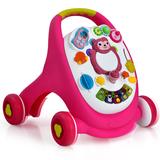 Costway Sit-to-Stand Toddler Learning Walker with Lights and Sounds-Pink