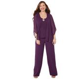 Plus Size Women's Accolades Georgette Pant Set by Catherines in Eggplant (Size 18 W)