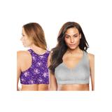 Plus Size Women's Low-Impact Cotton Sports Bra 2-Pack by Comfort Choice in Plum Burst Poppy Assorted (Size M)