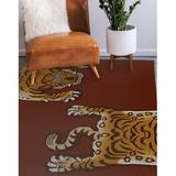 Orange/Red/White Area Rug - TIBETAN TIGER RED Area Rug By Bungalow Rose Polyester in Orange/Red/White, Size 96.0 W x 0.08 D in | Wayfair