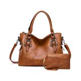 JellyYoo Women's Totebags BROWN - Brown Top Handle Faux Leather Convertible Satchel & Clutch