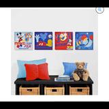 Disney Other | Disney Mickey Mouse 4-Pack Canvas Wall Art | Color: Blue/Red | Size: 12.25 X 1.50 X 12.25