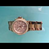 Michael Kors Accessories | Michael Kors Baguette-Bezel Mk5412 Wrist Watch For Women. | Color: Gold/Pink | Size: Os