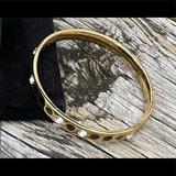 Kate Spade Jewelry | Kate Spade Gold Bangle Bracelet With Black Enamel Circles & Clear Rhinestones | Color: Black/Gold | Size: Os