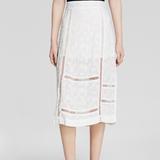 Free People Skirts | Free People Ivory White Cutout Straight Midi Skirt | Color: Cream/White | Size: 8