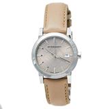 Burberry Accessories | Burberry Beige Stainless Steel Check Dial Leather Women's Wristwatche 34mm | Color: Silver/Tan | Size: Os