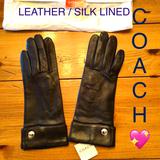 Coach Accessories | Gorgeous Coach Leathersilk Gloves Nwt Dark Navy | Color: Black | Size: 7