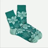 J. Crew Underwear & Socks | J.Crew Mens Athletic Crew Socks Nwt Az773 Hawaiian Flower Placid Blue | Color: Blue/Green | Size: Os