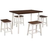 Gracie Oaks 5-piece Rustic Wood Kitchen Dining Table Set w/ 4 Stools For Small Places, Cherry+white in Red/White, Size 30.0 H in | Wayfair