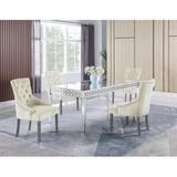 Rosdorf Park Jahsi 4 - Person Dining Set Wood/Glass/Upholstered Chairs in Brown/Gray | Wayfair 1F885CD543AF4275A6D1498B73714A6B