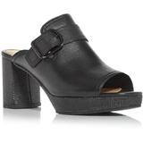 Square Toe High Block Heel Slide Sandals - Black - Donald J Pliner Heels