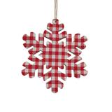 Vickerman 674987 - 7" Red/White Plaid Snowflake Heart Bell Christmas Tree Ornament (6 pack) (MC211503)