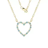 Belk & Co Swiss Blue Topaz And White Topaz Heart Necklace In 10K Yellow Gold, 19 In