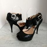 Michael Kors Shoes | Micheal Kors Genuine Leather Black Platform Peep-Toe Heels | Color: Black/Silver | Size: 6.5