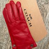 Coach Accessories | New! Coach True Red Leather Tech Gloves | Color: Red | Size: 7