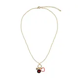 Gold Tone Heart Charm Cluster Pendant Necklace, Women's, Red