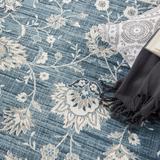 Dakota Fields Pompeii Bordered Blue/Ivory Area Rug Polyester in Blue/Brown/White, Size Rectangle 9' x 12' | Wayfair