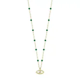 Sunkissed Sterling 14k Gold Over Silver Evil Eye Beaded Necklace, Women's, Green