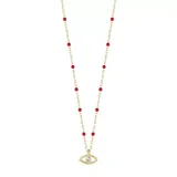 Sunkissed Sterling 14k Gold Over Silver Evil Eye Beaded Necklace, Women's, Red