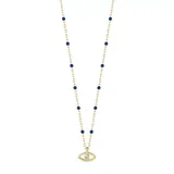 Sunkissed Sterling 14k Gold Over Silver Evil Eye Beaded Necklace, Women's, Blue