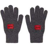 Grey Wool Logo Gloves - Gray - HUGO Gloves