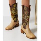 BUTITI Women's Western Boots Camel - Camel Sunflower Embroidered Cowboy Boot - Women