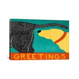 Stephen Huneck Canvases - Stephen Huneck Greetings Black Yellow Wrapped Canvas