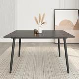 Disney Modern Dining For Home, Kitchen, Dining Room/Storage Racks, Rectangular Table， Black Finish 4 Legs ，Compact Space Ceramics Tabletop Metal