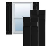 Ekena Millwork True Fit PVC Two Board Spaced Board-n-Batten Shutters (Per Pair - Hardware Not Included) Vinyl in Black | Wayfair TFP101SBF11X063BL