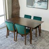 Corrigan Studio® Sivert 5-Piece Mid-Century Modern Dining Set W/4 Velvet Dining Chairs In Green Wood/Upholstered in Brown | Wayfair