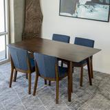 Corrigan Studio® Jolyn 5-Piece Mid-Century Modern Dining Set W/4 Fabric Dining Chairs In Blue Wood/Upholstered Chairs in Brown, Size 29.5 H in