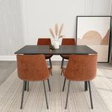 Corrigan Studio® Modern Dining For Home, Kitchen, Dining Room/Storage Racks, Rectangular Table Finish 4 Legs, Compact Space Ceramics Tabletop Metal
