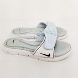 Nike Shoes | B9 Nike White Blue Comfort Memory Foam Flip Flops Slides Size 11 | Color: Blue | Size: 11