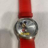 Disney Accessories | Disney Red Strap Mickey Mouse Hand Watch | Color: Red/Silver | Size: Os