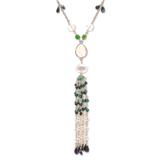 Gold Forest,'Gold-Accented Tourmaline and Pearl Pendant Necklace'