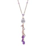'Gold-Accented Amethyst and Pearl Pendant Necklace'