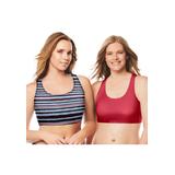 Plus Size Women's Sports Bra 2 Pack by Comfort Choice in Red Mix Stripe (Size 2X)