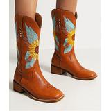 BUTITI Women's Western Boots Brown - Brown Sunflower Embroidered Cowboy Boot - Women