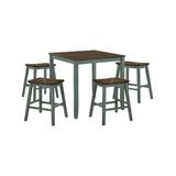 Furniture of America Dining Sets Live - Live Edge Oak & Antique Green Lignam Five-Piece Counter Height Table Set