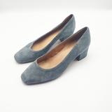 Madewell Shoes | Madewell Teal Blue Leather Square Toe Pumps Size 7.5 | Color: Blue | Size: 7.5