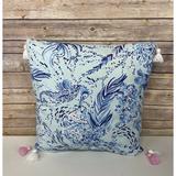 Lilly Pulitzer Bedding | Lilly Pulitzer Blue Oasis Pillow Tassels Seahorse Ocean Print Blue Pink | Color: Blue/Pink | Size: Os