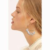 Free People Jewelry | Free People Hoopshells Earrings Goldenwhite | Color: Cream/Gold | Size: Os